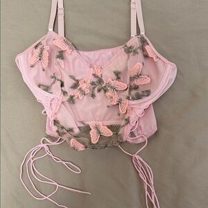 SHEIN Pink Floral Embroidered Blouse